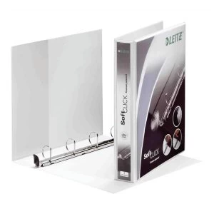 Image of Leitz Softclick Presentation Ring Binder PVC 4 D-Ring 50mm Capacity A4 White Ref 42040001 Pack 4