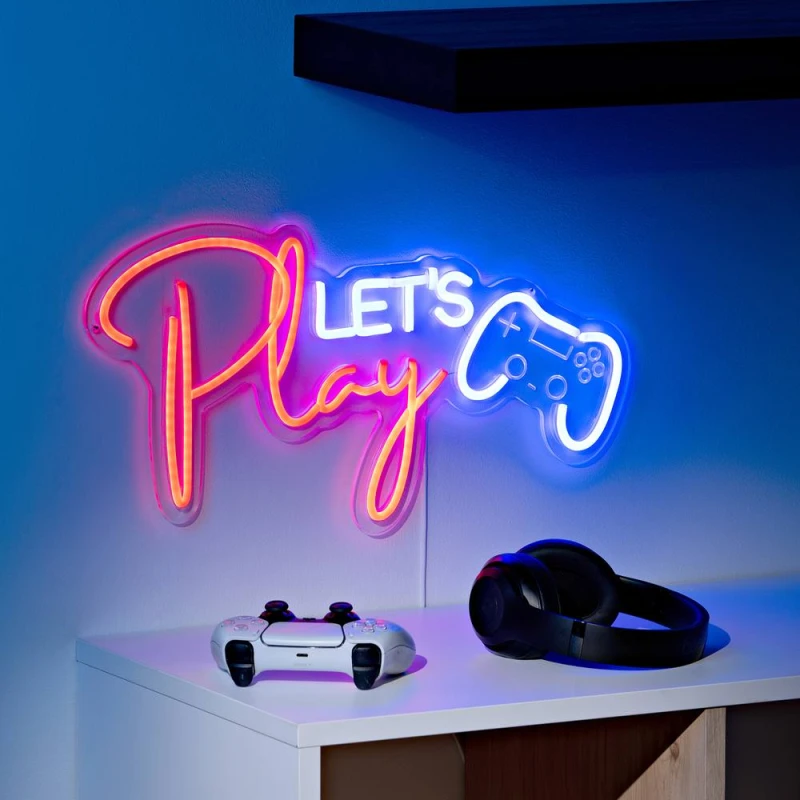 Image of Signography Neon Collection Wall Sign with USB - Let's Play Multicolor Unisex