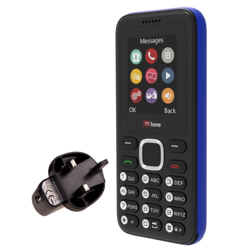 Image of TTfone High-Quality TTfone TT150 Blue Dual SIM: Charger, Giff Gaff Pay As You Go