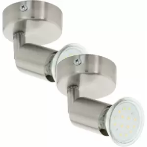 Image of Loops - 2 pack Wall 1 Spot Light Colour Satin Nickel Steel Shade GU10 1x3W Included