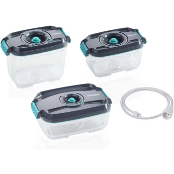 Image of Leifheit - Vacuum Food Storage Container Set 3 pcs - Anthracite