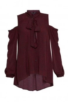 Image of French Connection Callie Crepe Cold Shoulder Blouse Blue