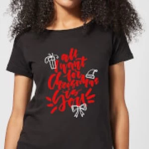 Image of All I Want For Christmas Womens T-Shirt - Black - 3XL