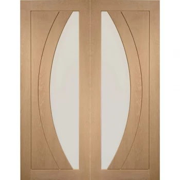 Image of XL Joinery Salerno Unfinished Oak Glazed Internal Door Pair - 1981mm x 1168mm (78 inch x 46 inch)