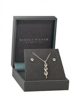 Image of Simply Silver Sterling Silver 925 Two-Tone Cubic Zirconia Jewellery Set