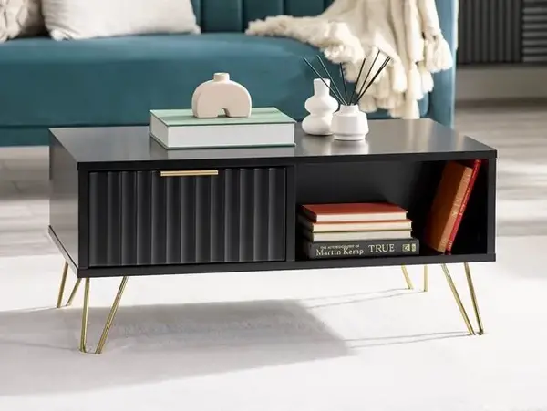 Image of Julian Bowen Murano Black and Gold 2 Drawer Coffee Table