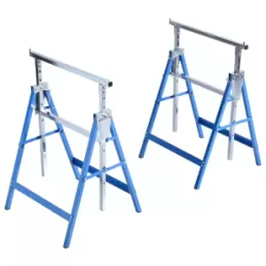 Image of HOMCOM Steel Builders Twin-Set Telescopic Trestle - Blue