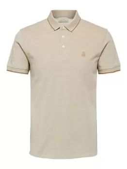 Image of SELECTED Organic Cotton - Polo Shirt Men Beige