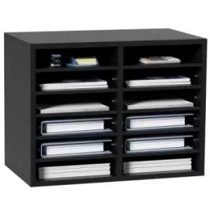 Image of VEVOR Wood Literature Organizer Adjustable File Sorter 12 Compartments Black