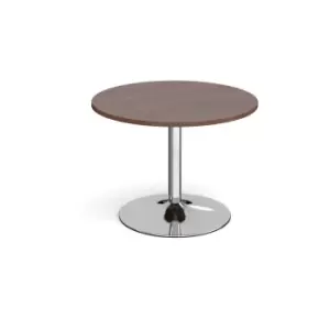 Image of Dams MTO Trumpet Base Circular Boardroom Table 1000mm - Chrome Base, Oak Top
