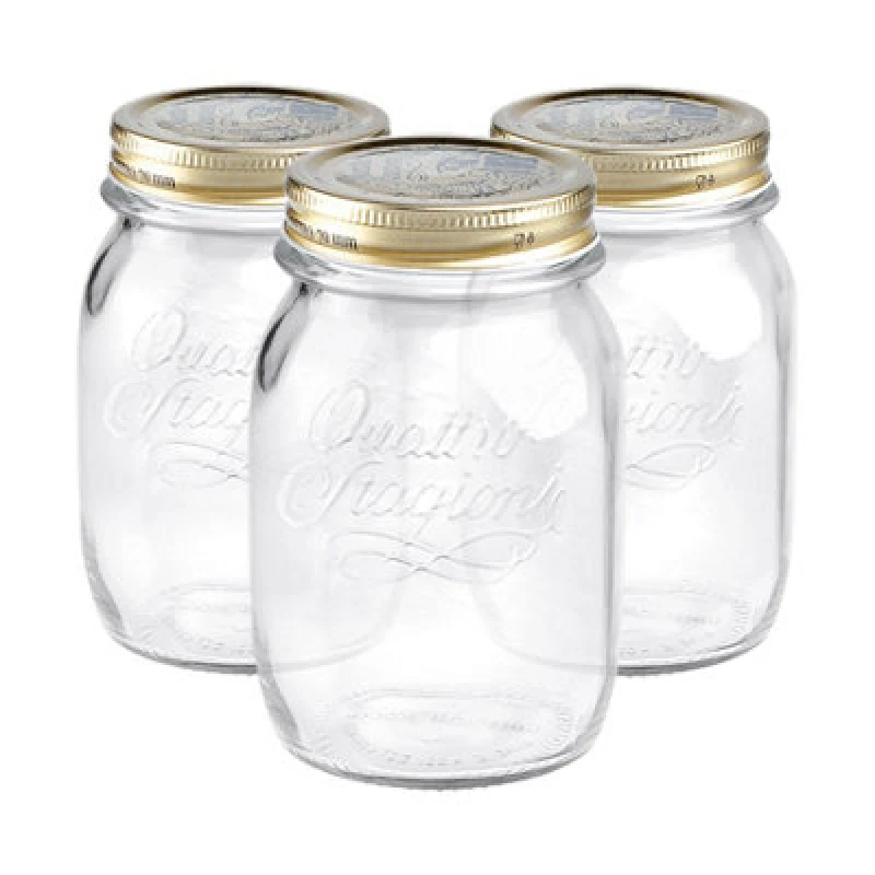 Image of Bormioli Rocco Quattro Stagioni Glass Storage Jars 500ml Pack of 3 Clear