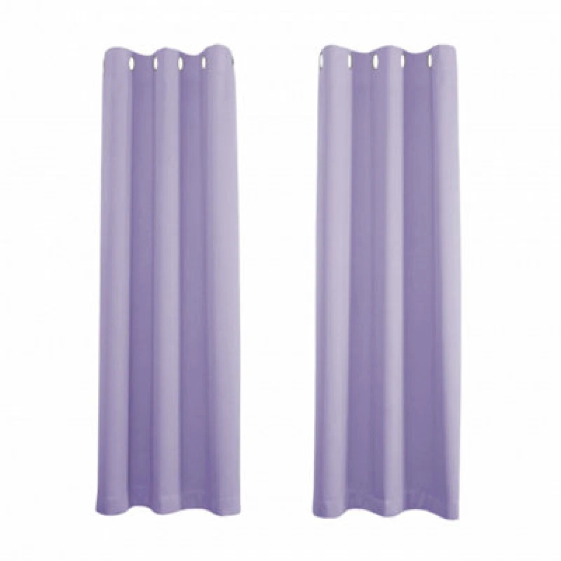Image of Happy Homewares Lilac Eyelet Curtains - Thermal Blackout Curtains - 46 X 54" Drop - 2 Panel