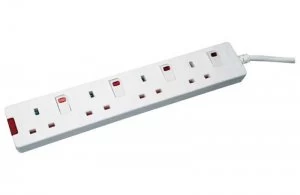Image of CED Extension Lead 4 Way Individual Switches White