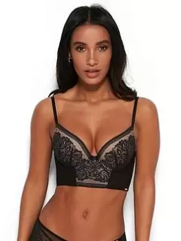 Image of Gossard Encore Padded Longline Bra - Black/Nude, Black/Nude, Size 36E, Women