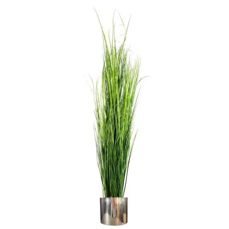 Image of Leaf 130cm Artificial Onion Grass Plant with Silver Metal Plater Green