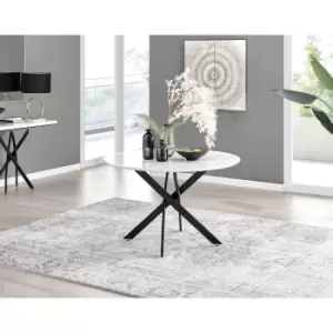 Image of Furniture Box Novara 120cm White High Gloss Table - Black