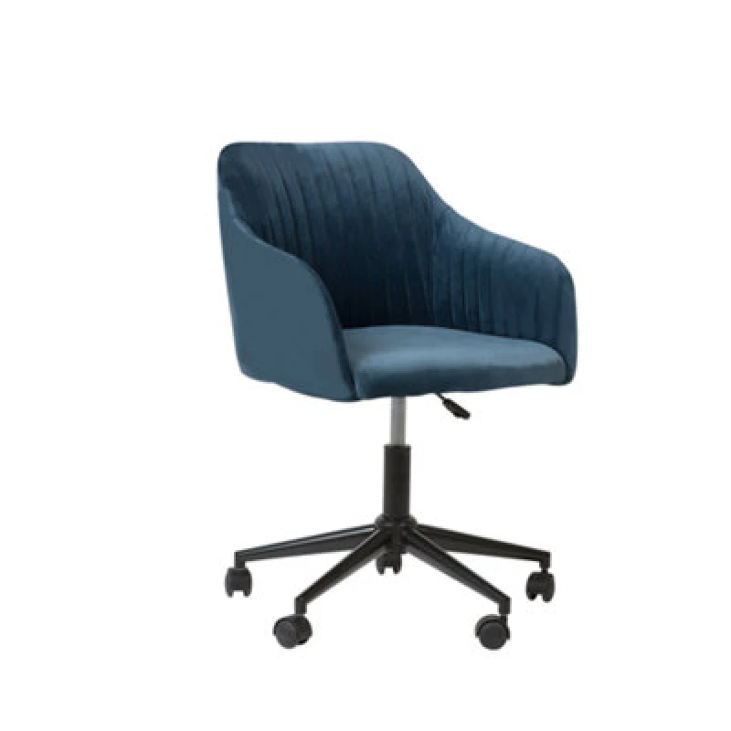 Image of Beliani Desk Chair Venice Velvet Navy Blue