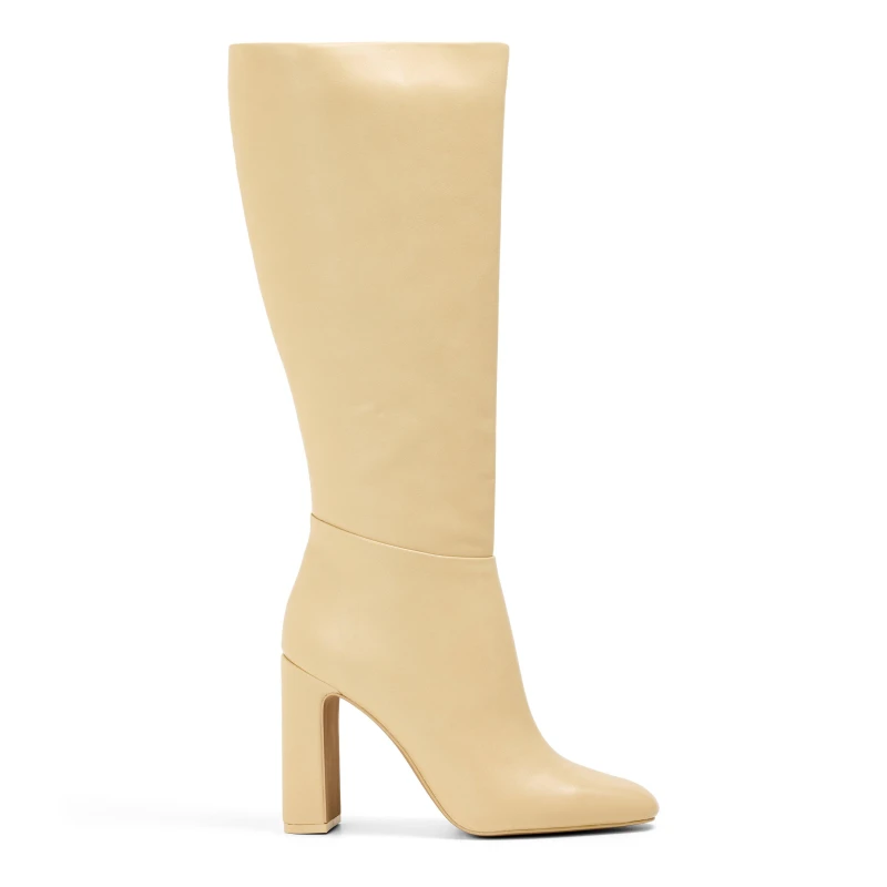 Image of Steve Madden Womens Ally Knee High Heeled Boot Slippers Coconut Milk female 6 (39)