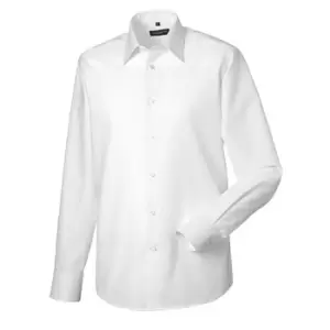 Image of Russell Collection Mens Long Sleeve Easy Care Tailored Oxford Shirt (16inch) (White)