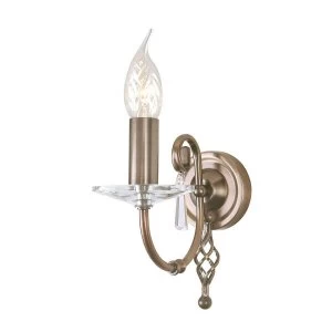 Image of 1 Light Indoor Candle Wall Light Aged Brass, E14