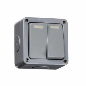 Image of KnightsBridge 10A 2 Way IP66 Weatherproof Outdoor Switch - 2 Gang