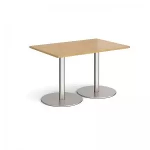 Image of Monza rectangular dining table with flat round brushed steel bases