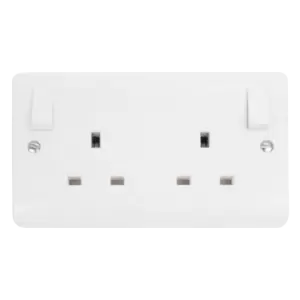 Image of Click Scolmore Mode 15A 2 Gang Outboard Plug Socket Polar White - CMA836