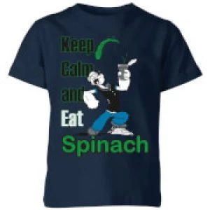 Image of Popeye Keep Calm And Eat Spinach Kids T-Shirt - Navy - 9-10 Years
