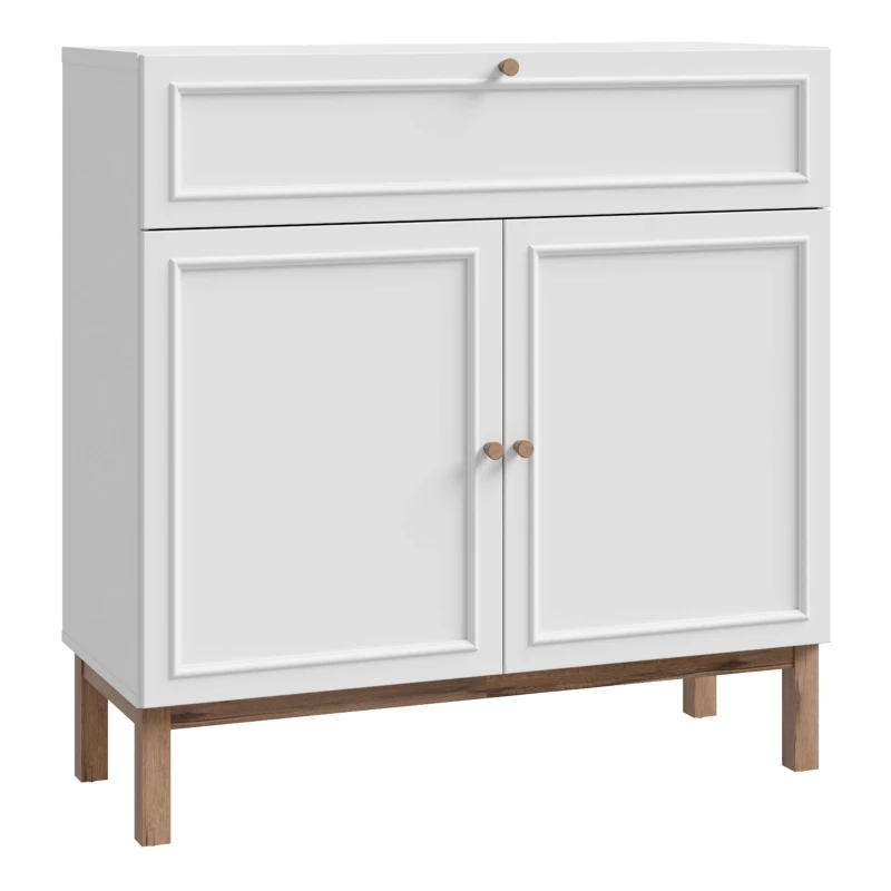 Image of Furniture To Go Wensley 2 Door 1 Drawer Console in Light Grey & Oak Grey Unisex