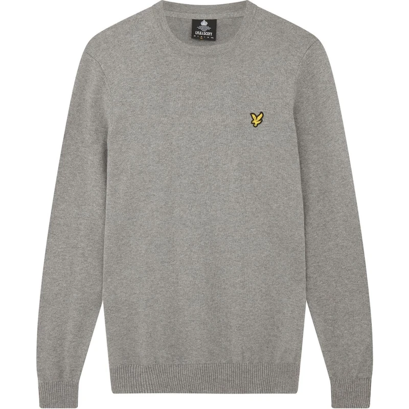 Image of Lyle and Scott Merino Crew Knit Sweater - Grey Grey XS