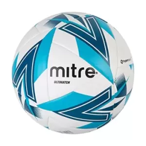 Image of Mitre Ultimatch Match Ball White/Aqua/Blue Ivy/Black 3