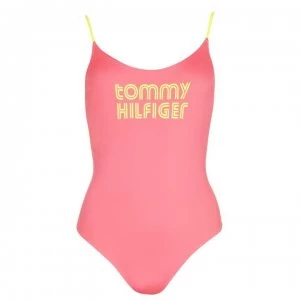 Image of Tommy Bodywear Pop High Leg Swimsuit - Laser PinkTJN