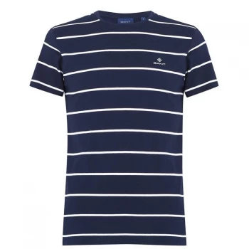 Image of Gant Bret Stripe T Shirt - Navy 433