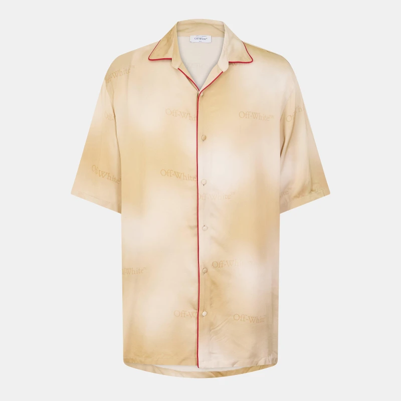 Image of Off White Mens Long-Sleeve Dress Shirt Beige/White male XXS