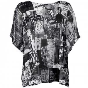 Image of Oui Newspaper Knit T Shirt - 0991 Mono