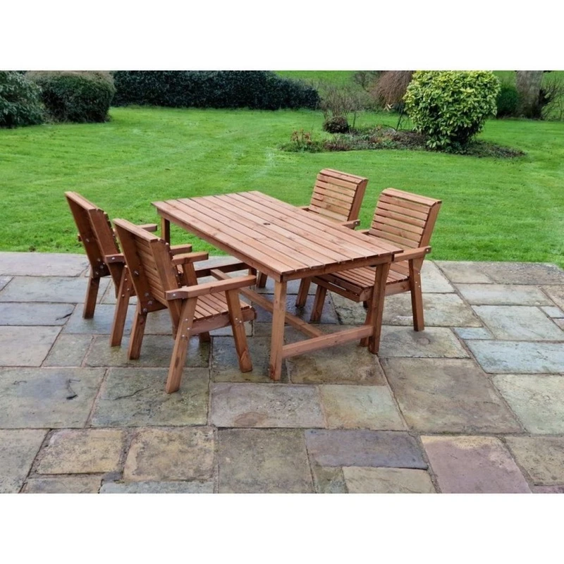 Image of Churnet Valley Garden Furniture Ltd Valley 4 Seat Set 4XC Table - Timber - Minimal Assembly Required in Brown Brown Unisex