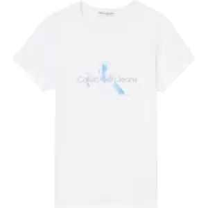 Image of Calvin Klein Jeans Aqua Monogram Slim Tee - White
