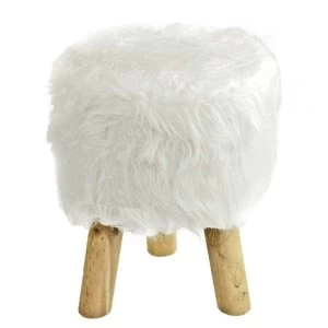 Image of White Furry Stool Round By Lesser & Pavey