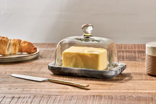 Image of nkuku Kallso Marble Butter Dish Serveware Grey