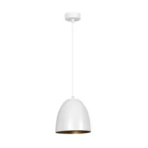 Image of Haris White/Gold Dome Pendant Ceiling Light 1x E27