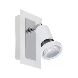 Image of Wall Spot Light White & Chrome Back Plate & Shade Rocker Switch Bulb GU10 1x5W