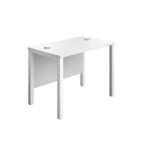 Image of Goal Post Rectangular White Frame Straight Desk - White