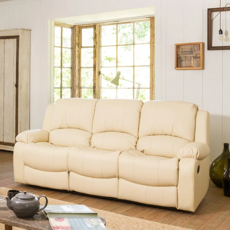Image of Artemis Home Glendale 3 Seat Manual Recliner Sofa in Cream Cream Unisex