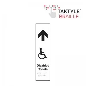 Image of Disabled Toilets Arrow Up with graphic’ Sign; Self Adhesive