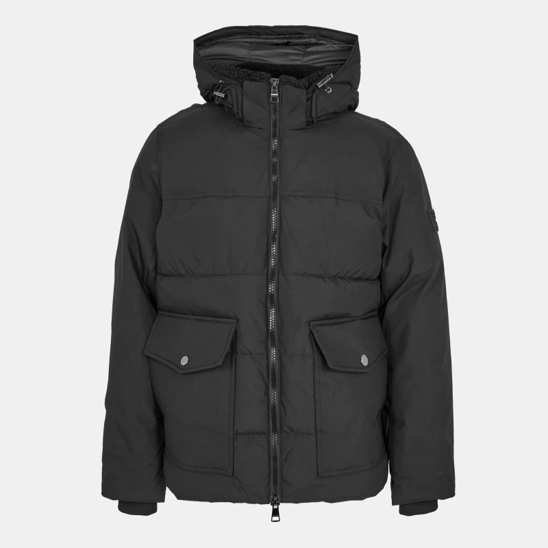 Image of Tommy Hilfiger Mens Rockie Utility Medium-Weight Insulated Medium Puffer Jacket Black BDS male S