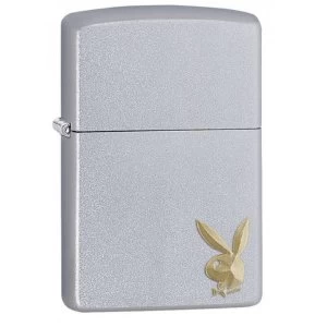 Image of Zippop Playboy Cornered Bunny Satin Chrome Finish Windproof Lighter