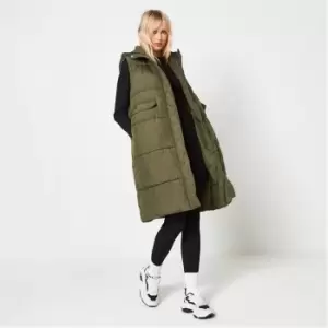 Image of Missguided Recycled Longline Puffer Gilet - Green
