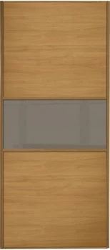 Image of Wickes Sliding Wardrobe Door Fineline Oak Panel and Cappuccino Glass - 2220 x 914mm