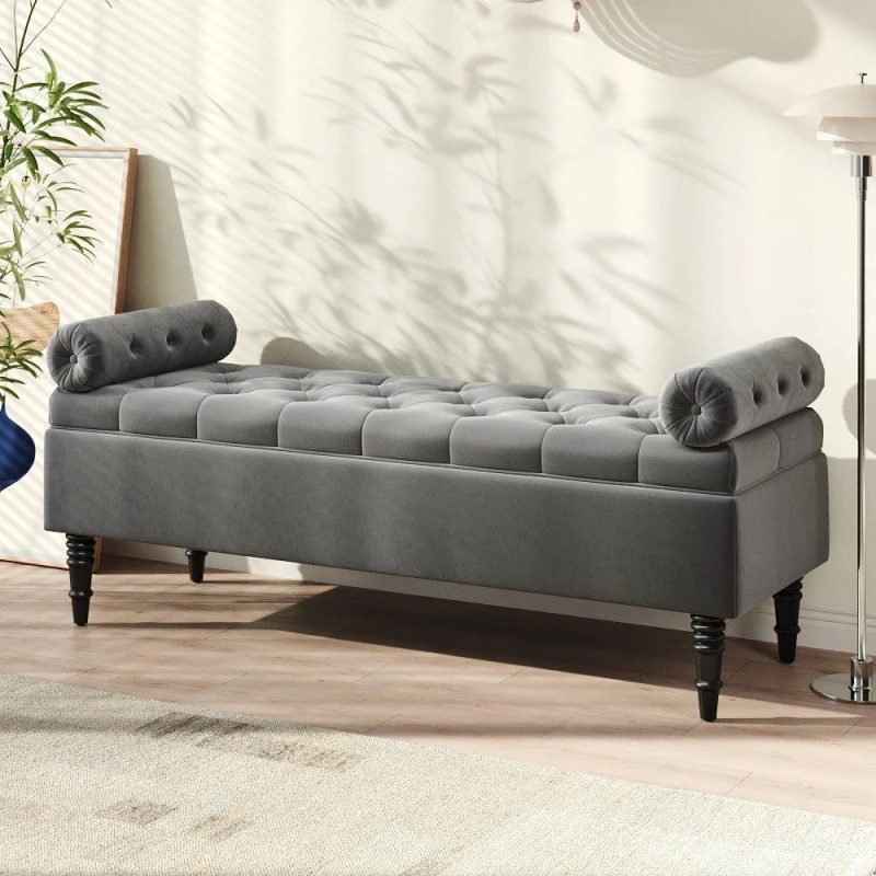 Image of Kabinet UK Flip Top Storage Bench with Side Arms Grey unisex One size