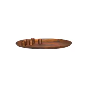 Image of Ivyline Copper Oval Centrepiece Metal with Magnetic Candle Holders W40Cm